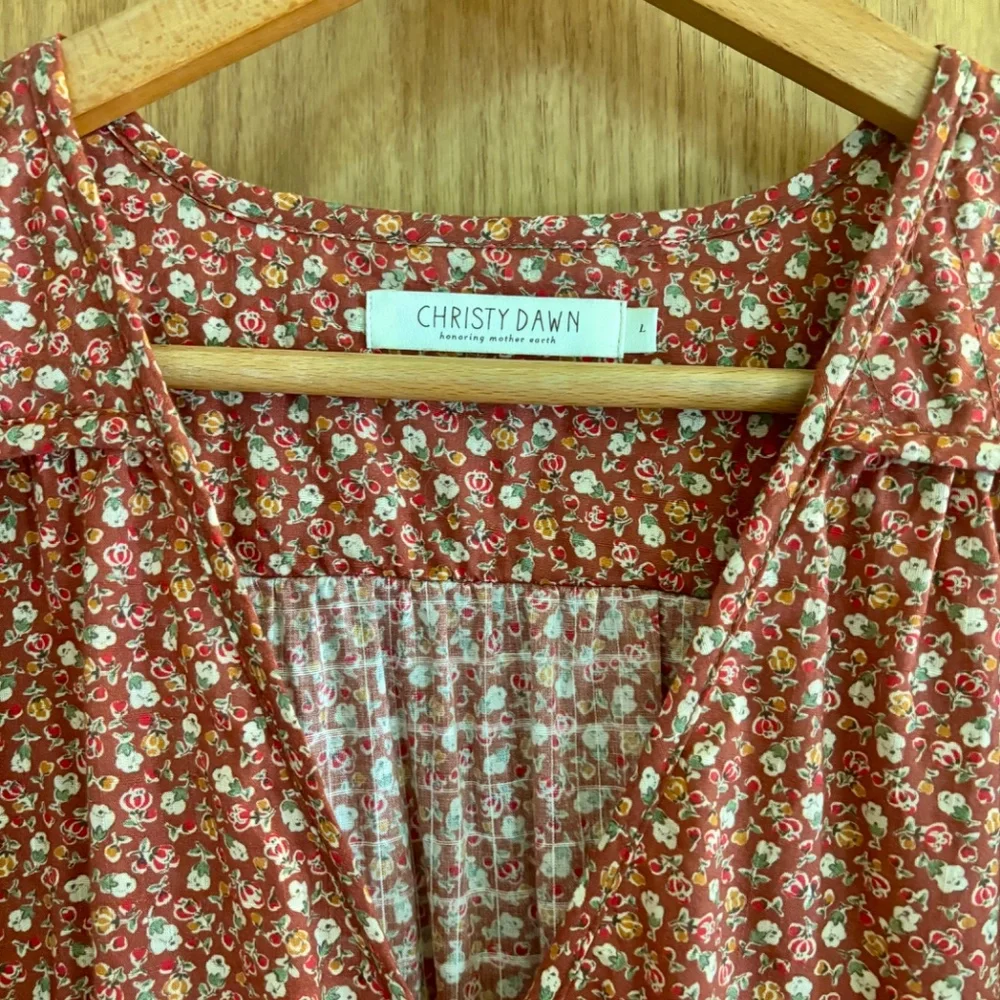 Christy Dawn Calico Rust Floral Cotton Dawn Dress Size Large Rooibos Harvest - Picture 4 of 8